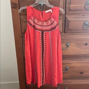 Blue Pepper Coral Embroidered Mini Dress Size Medium NWOT